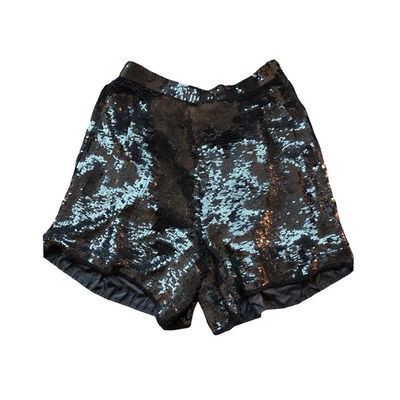 ♣️Vintage Black Silk Sequined High-Waisted Shorts, Size Medium - Picture 4 of 10